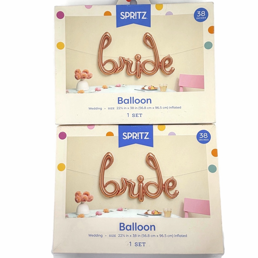 Set of 2 Spritz Rose Gold 'bride' Balloon Banner
